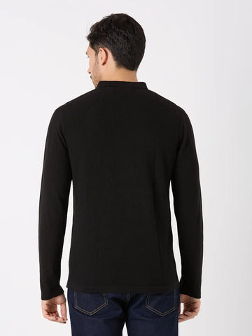 Black Solid Regular Fit Pullovers TIM PARIS