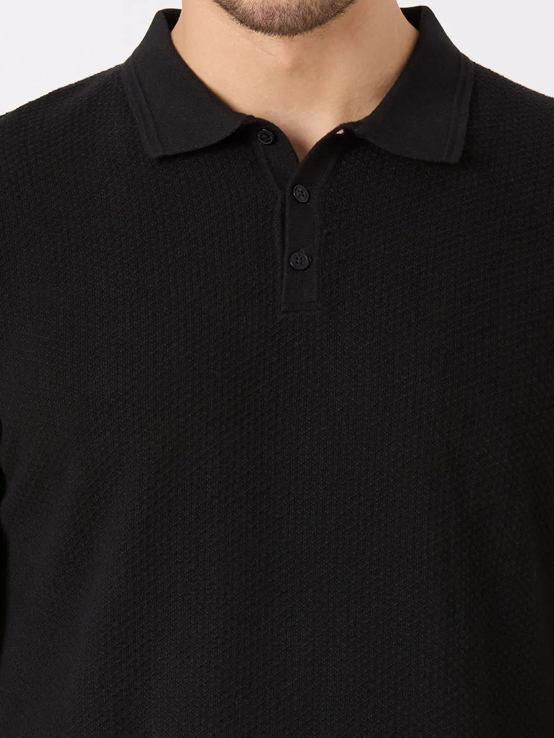 Black Solid Regular Fit Pullovers TIM PARIS