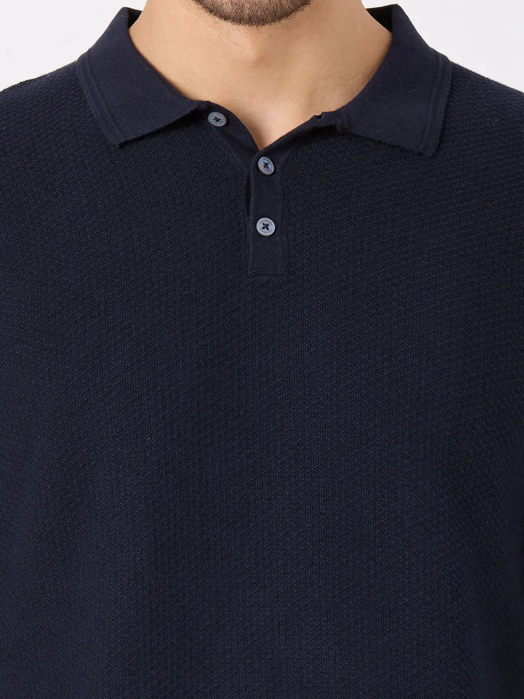 Navy Blue Solid Regular Fit Pullovers TIM PARIS