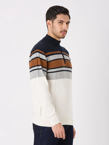Navy/Egret Solid Regular Fit Pullovers TIM PARIS