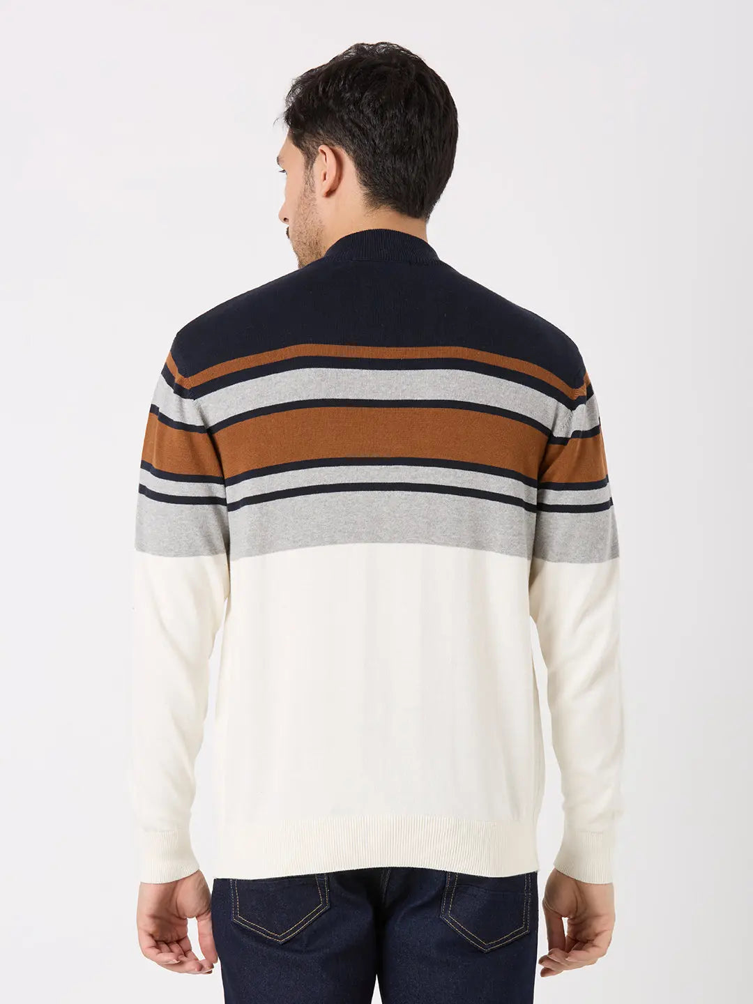 Navy/Egret Solid Regular Fit Pullovers TIM PARIS