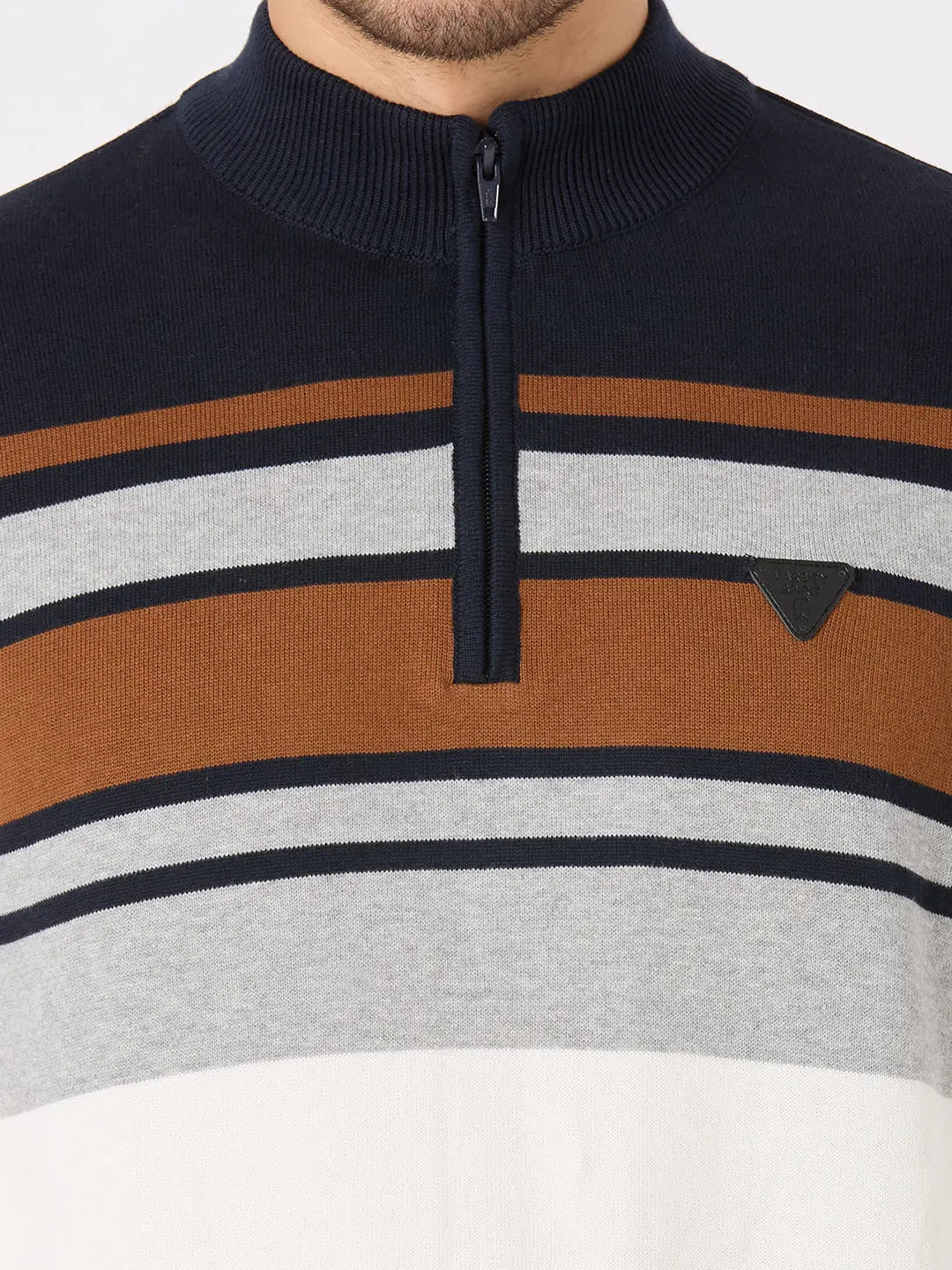 Navy/Egret Solid Regular Fit Pullovers TIM PARIS