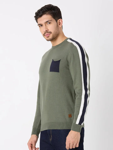 Green Cut & Sew Regular Fit Pullovers TIM PARIS