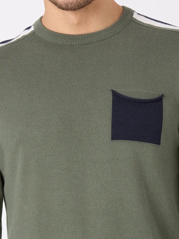 Green Cut & Sew Regular Fit Pullovers TIM PARIS