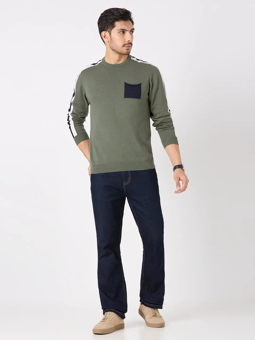 Green Cut & Sew Regular Fit Pullovers TIM PARIS