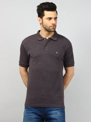 Grey Solid Polo T-shirt