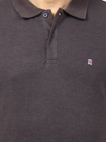 Grey Solid Polo T-shirt Tim Paris