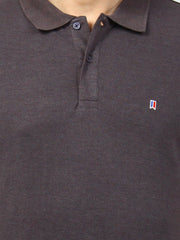 Grey Solid Polo T-shirt