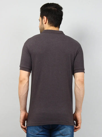 Grey Solid Polo T-shirt Tim Paris