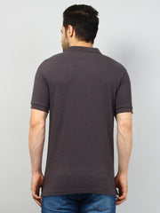 Grey Solid Polo T-shirt