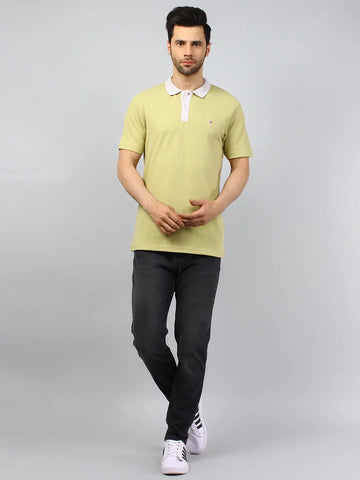 Dried Moss Solid Polo Tshirt Tim Paris