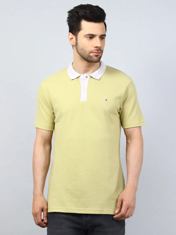 Dried Moss Solid Polo Tshirt Tim Paris
