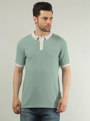 Green Solid Regular Fit T-shirt Tim Paris