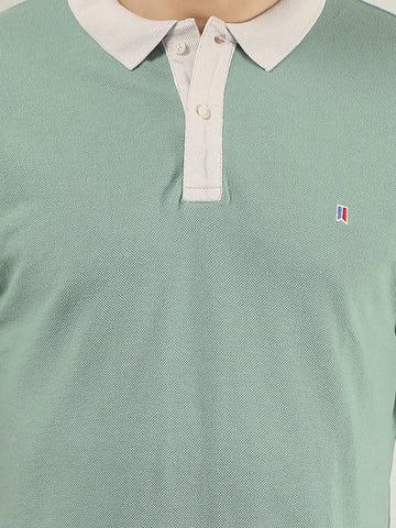 Green Solid Regular Fit T-shirt Tim Paris