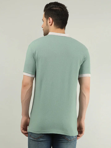 Green Solid Regular Fit T-shirt Tim Paris