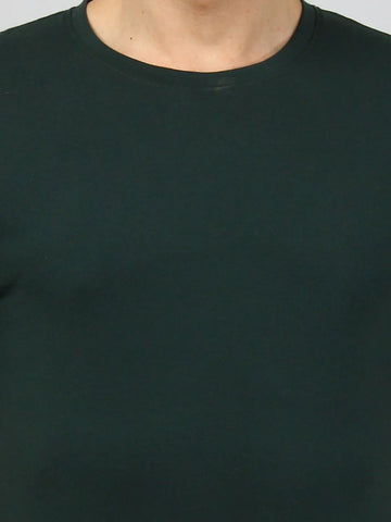 Green Round Neck Solid T Shirt TIM PARIS