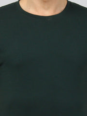 Green Round Neck Solid T Shirt