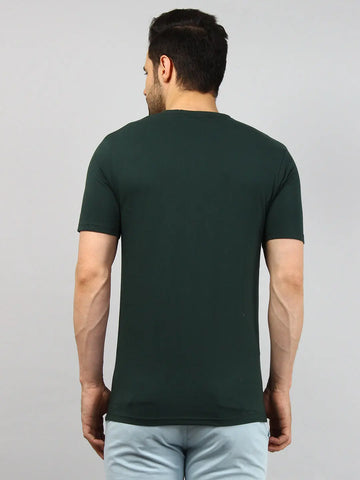 Green Round Neck Solid T Shirt TIM PARIS