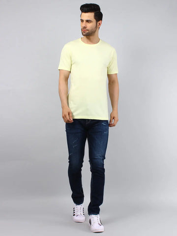 Yellow Solid Regular Fit T-shirt Tim Paris