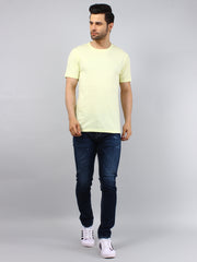 Yellow Solid Regular Fit T-shirt