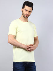 Yellow Solid Regular Fit T-shirt