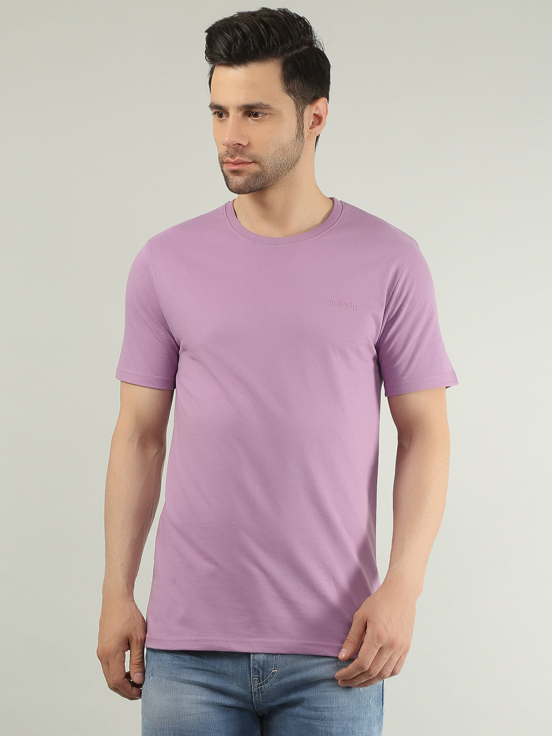 Purple Solid Regular Fit T-shirt