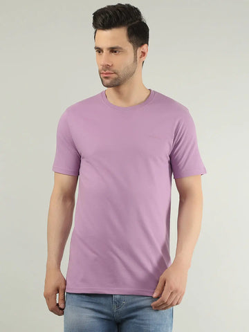Purple Solid Regular Fit T-shirt Tim Paris