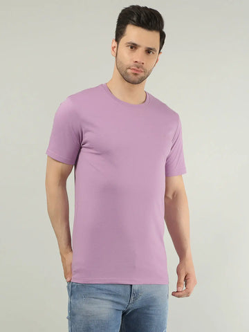 Purple Solid Regular Fit T-shirt Tim Paris