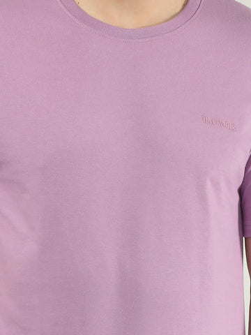 Purple Solid Regular Fit T-shirt Tim Paris
