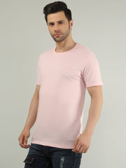 Pink Solid Regular Fit T-shirt