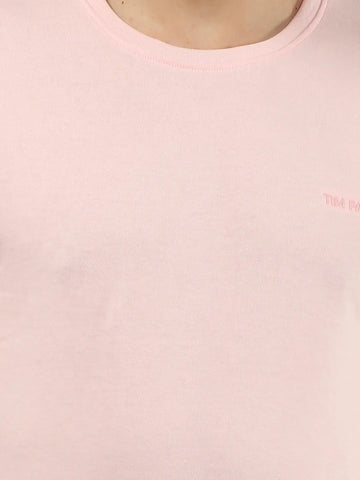 Pink Solid Regular Fit T-shirt Tim Paris