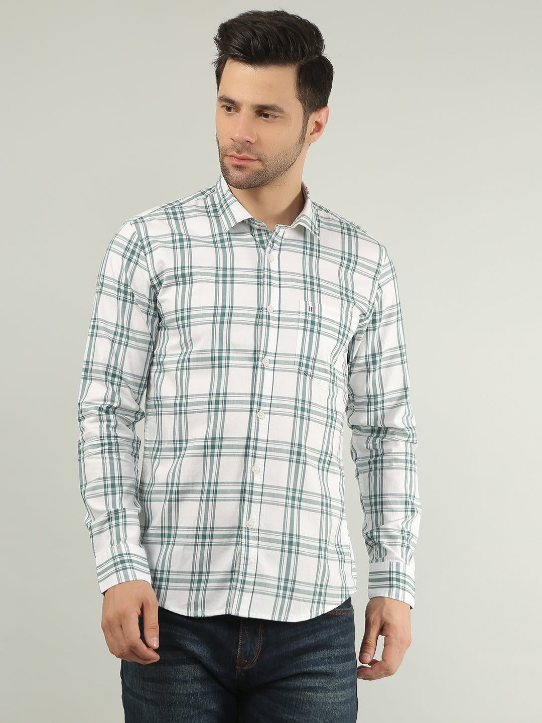 Green Checks Regular Fit Shirt