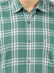 Light Green Checkered Regular Fit Shirt