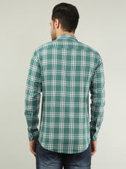 Light Green Checkered Regular Fit Shirt