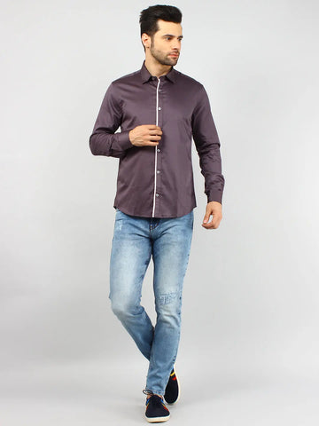 Charcoal Solid Regular Fit Shirt Tim Paris