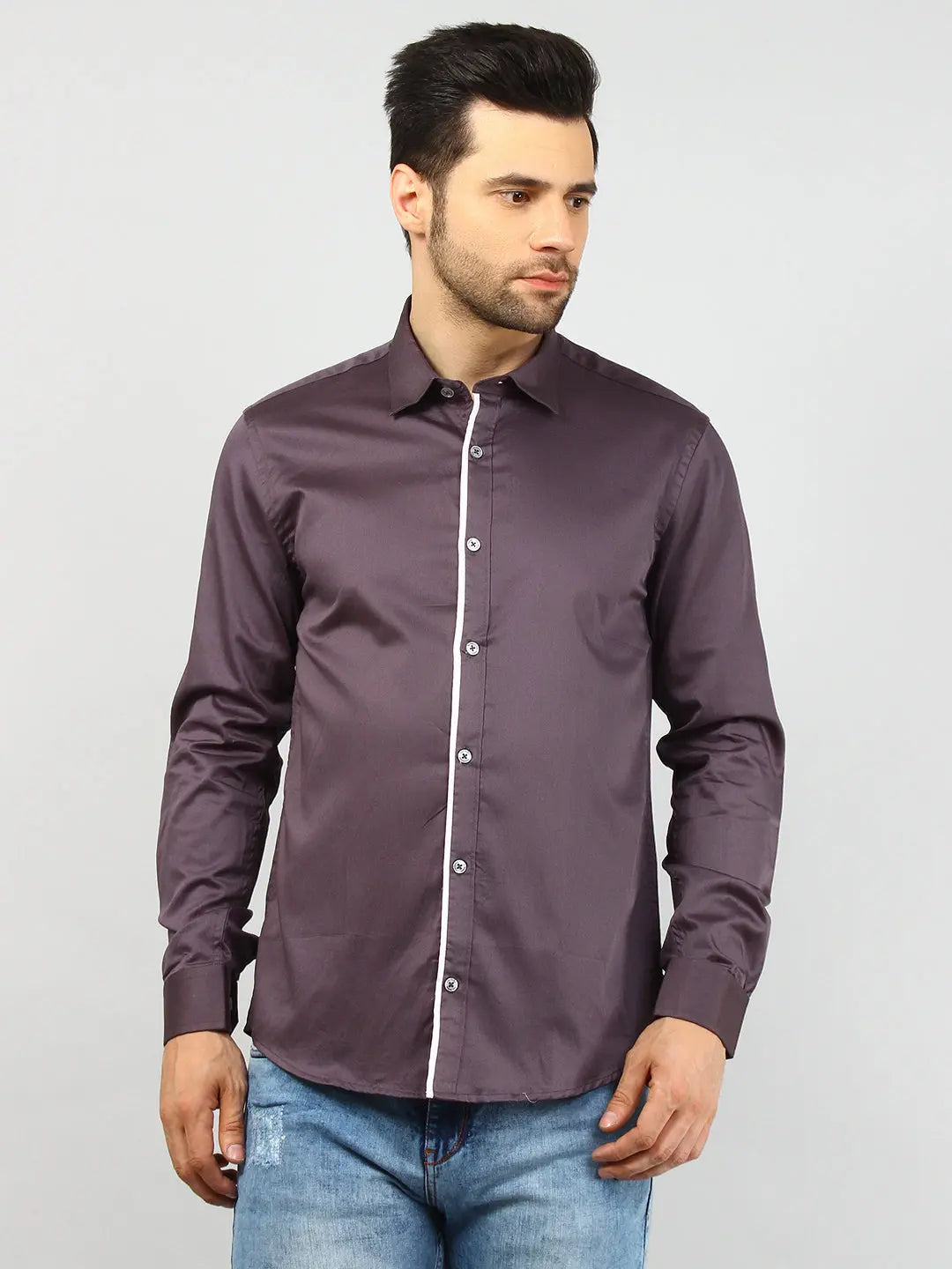 Charcoal Solid Regular Fit Shirt Tim Paris