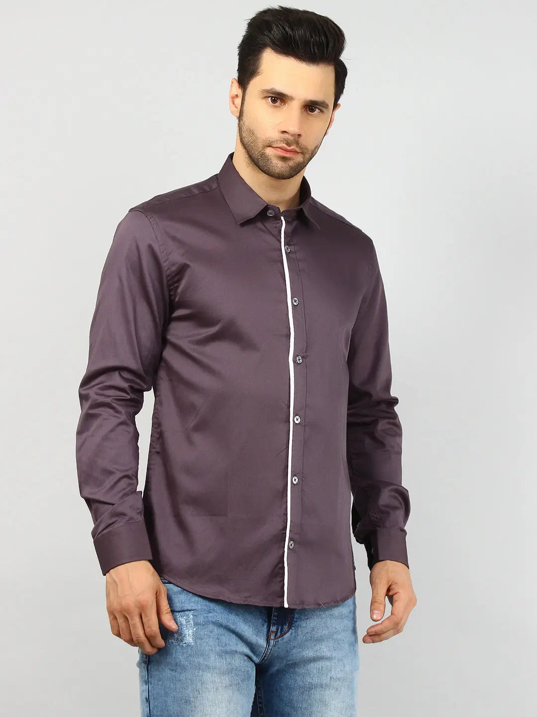 Charcoal Solid Regular Fit Shirt Tim Paris