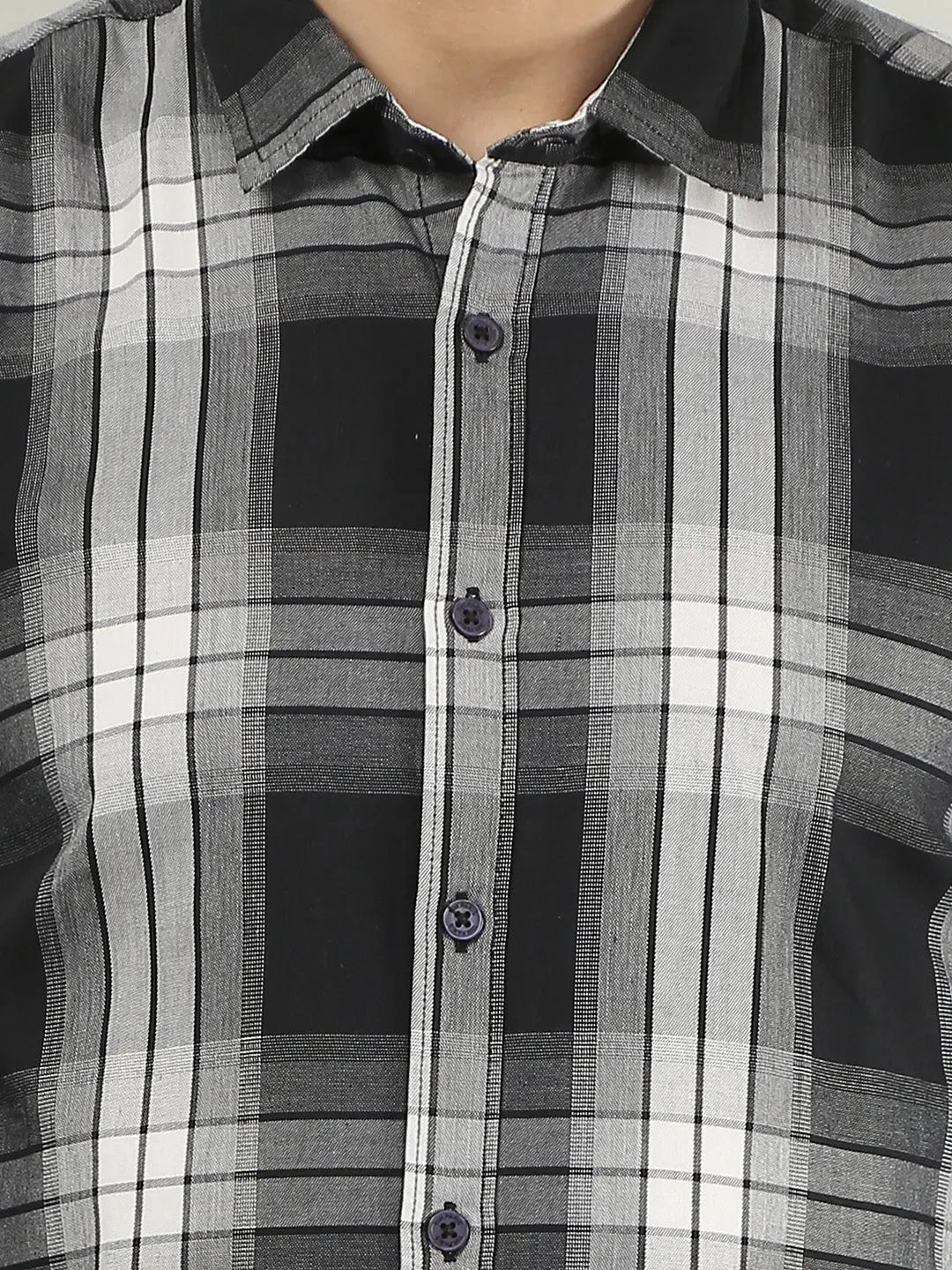 Black Checkered Regular Fit Shirt TIM PARIS