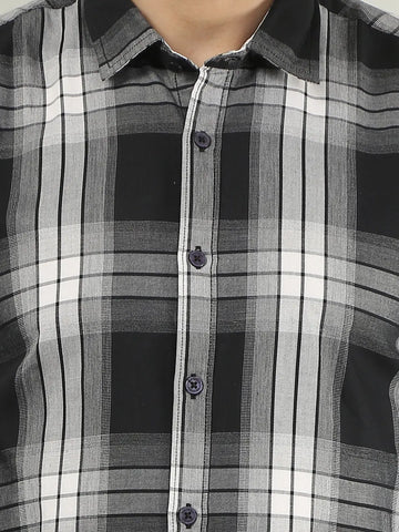 Black Checkered Regular Fit Shirt TIM PARIS