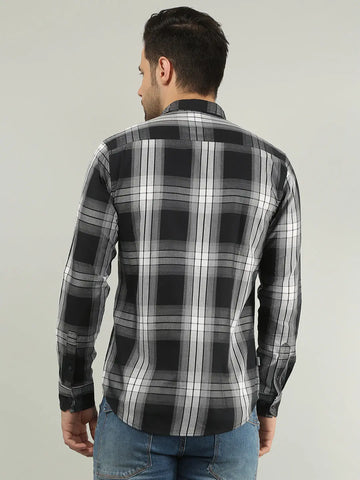 Black Checkered Regular Fit Shirt TIM PARIS