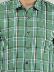 Leaf Green Checkered Regular Fit Shirt