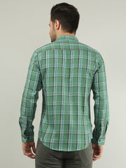 Leaf Green Checkered Regular Fit Shirt