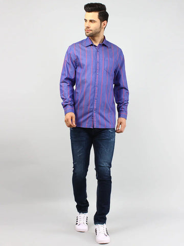 Blue Checkered Regular Fit Shirt TIM PARIS