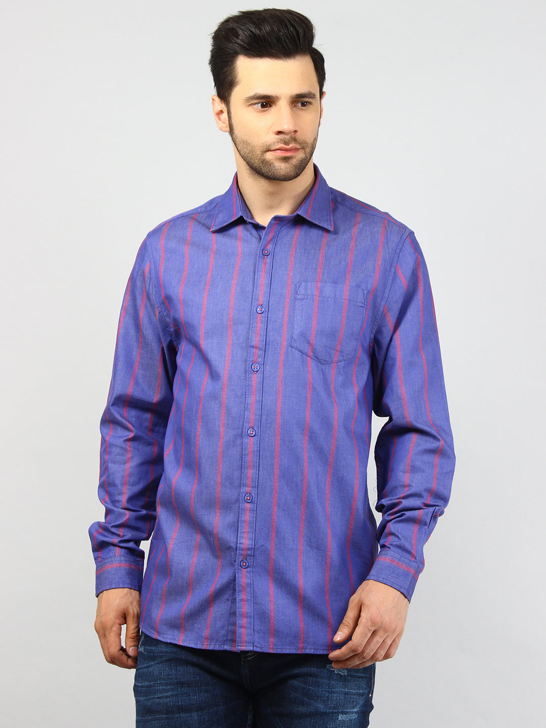 Blue Checkered Regular Fit Shirt