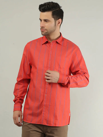 Red Alert Striped Regular Fit Shirt Tim Paris