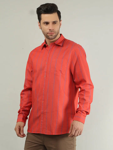 Red Alert Striped Regular Fit Shirt Tim Paris