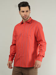 Red Alert Striped Regular Fit Shirt