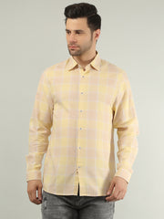 Orange Checkered Regular Fit Shirt