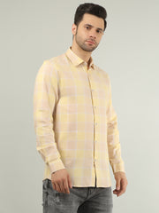 Orange Checkered Regular Fit Shirt