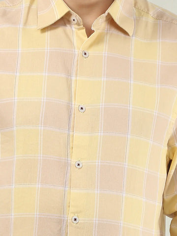 Orange Checkered Regular Fit Shirt TIM PARIS